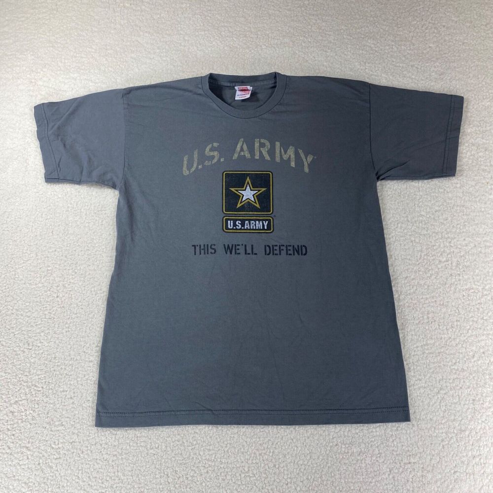 US Army Bayside The True American Made in‎ USA Men's Gray T- Shirt Size Large